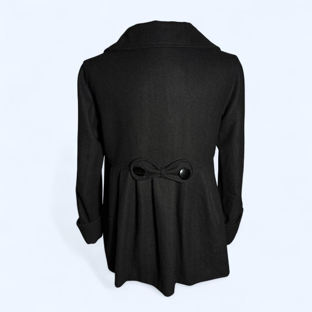 Piko 1988 Black Wool Blend Peacoat Jacket Dark Academia Whimsigoth Sz L 118502